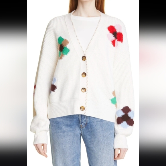 La Ligne Sweaters - La Ligne Intarsia Flower Cardigan